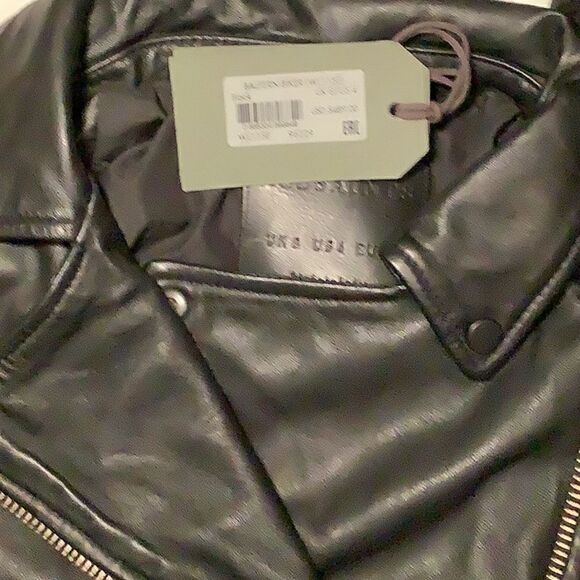 All Saints Balfern Black Leather Biker Jacket NWT $570 - Picture 6 of 6